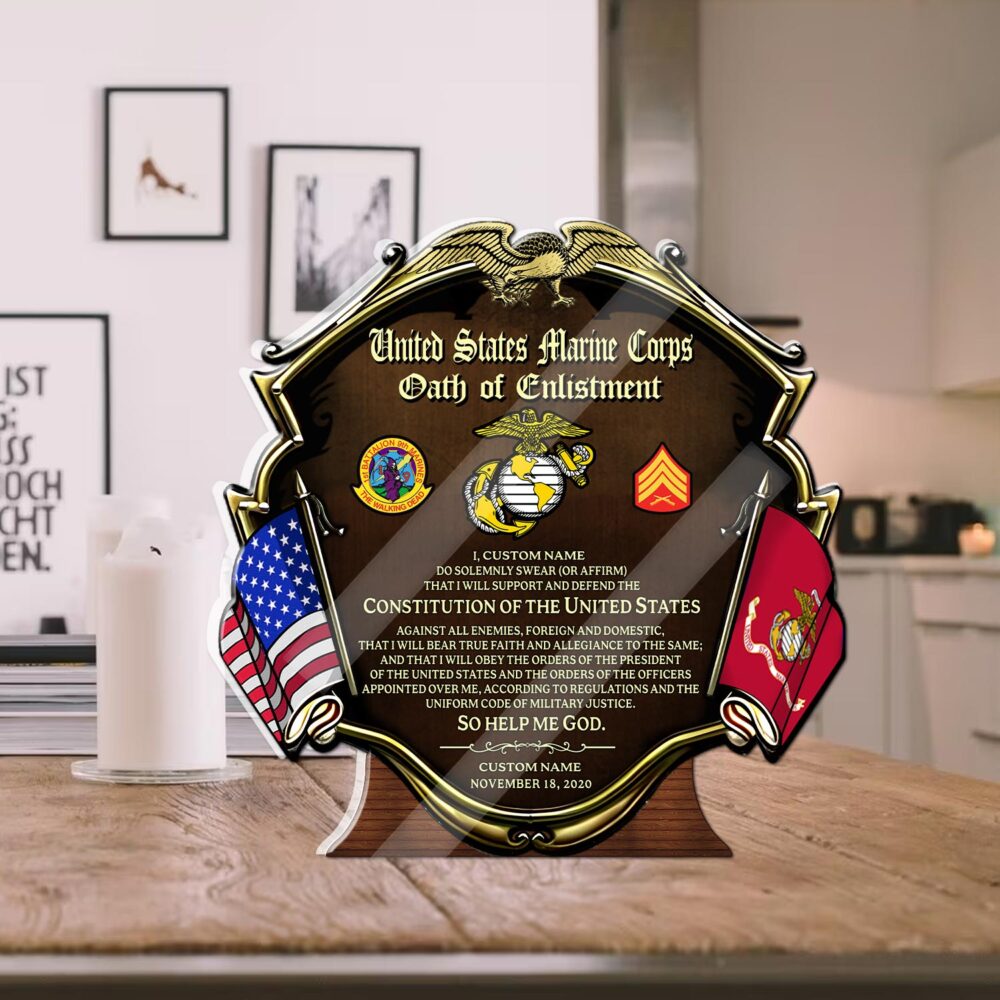 Marine Battalion, O 2 Marines First Lieutenant - Acrylic Plaque 4x4in - Image 2