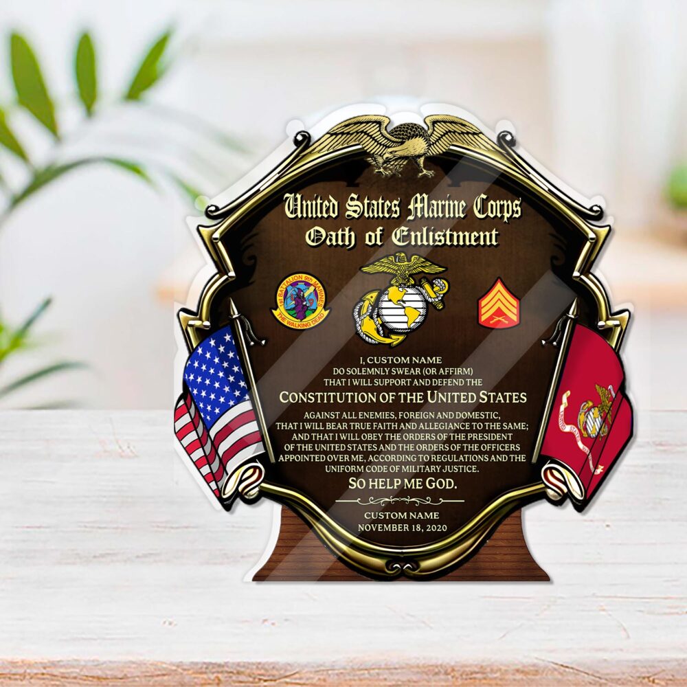 Marine Battalion, O 2 Marines First Lieutenant - Acrylic Plaque 4x4in - Image 3