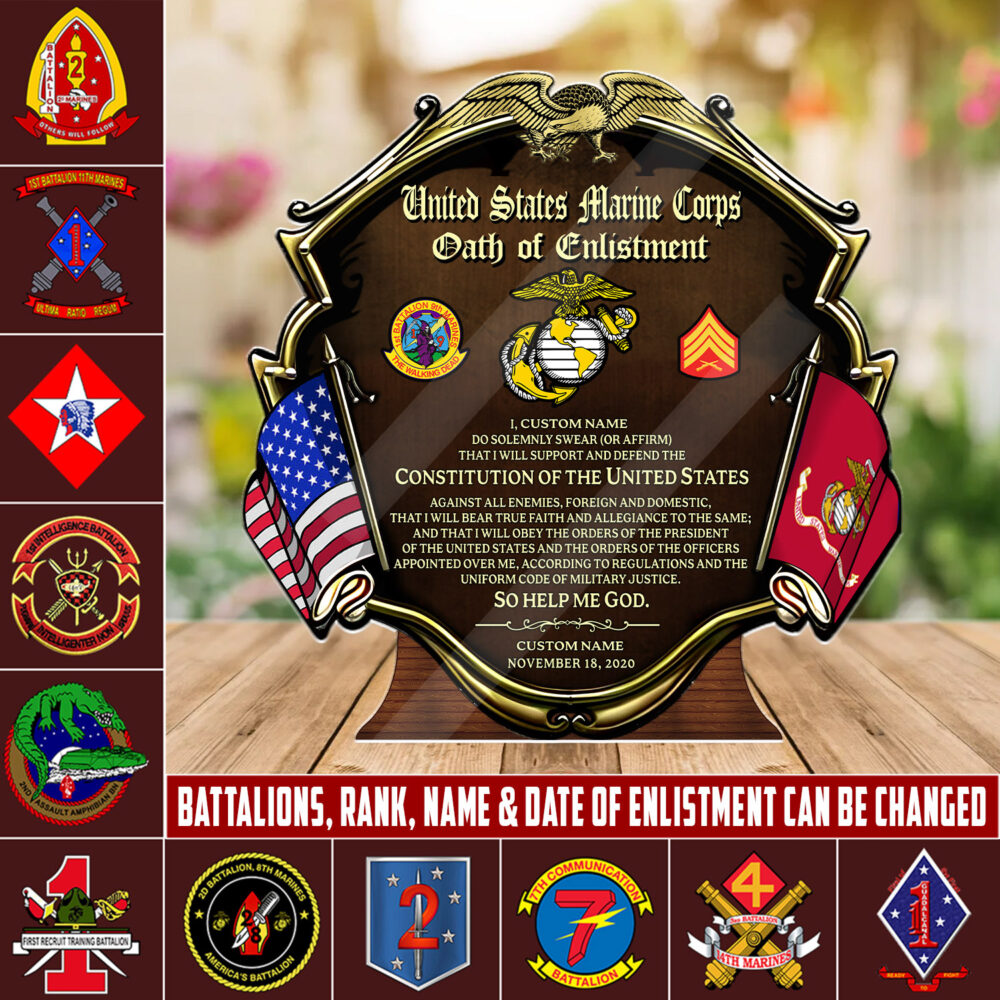 Marine Battalion, O 2 Marines First Lieutenant - Acrylic Plaque 4x4in