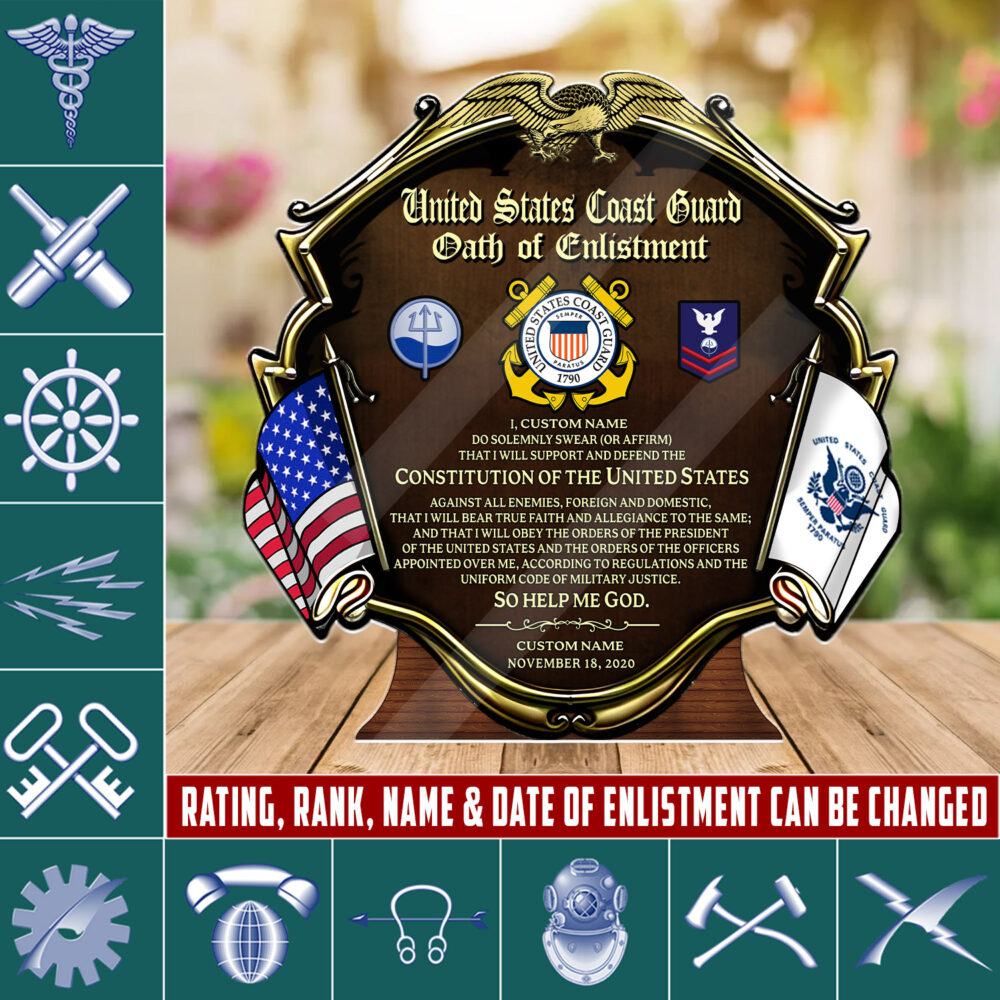 Coast Guard Rating, Always Remember, Never Forget - Acrylic Plaque 4x4in