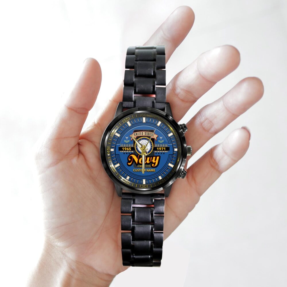 US Navy, E 9 Gold - Black Stainless Steel Watch - Image 2