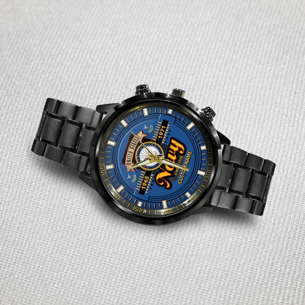 US Navy, E 9 Gold - Black Stainless Steel Watch - Image 3