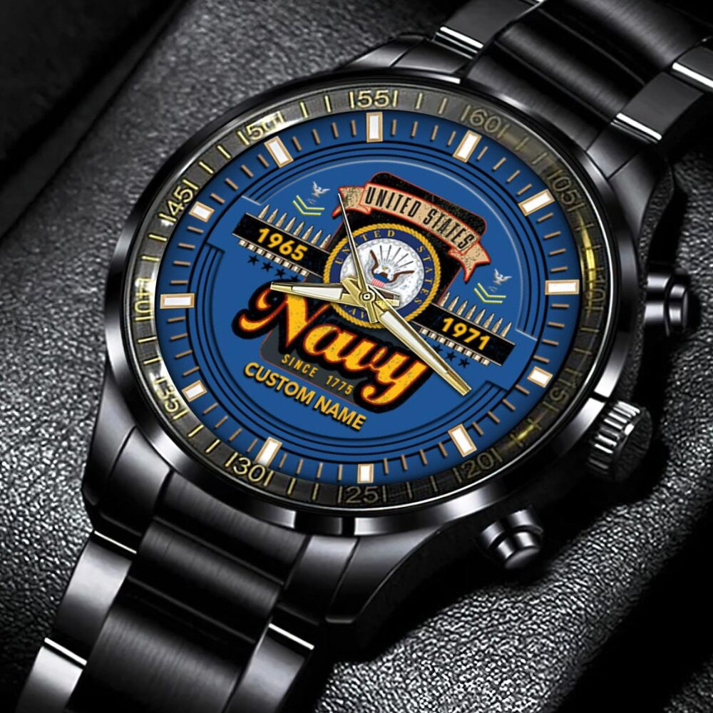 US Navy, E 9 Gold - Black Stainless Steel Watch - Image 5