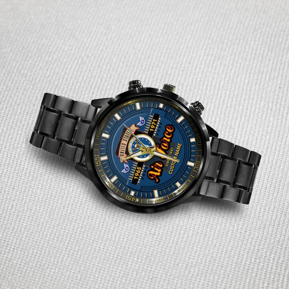 US Air Force, Service Before Self - Black Stainless Steel Watch - Image 3