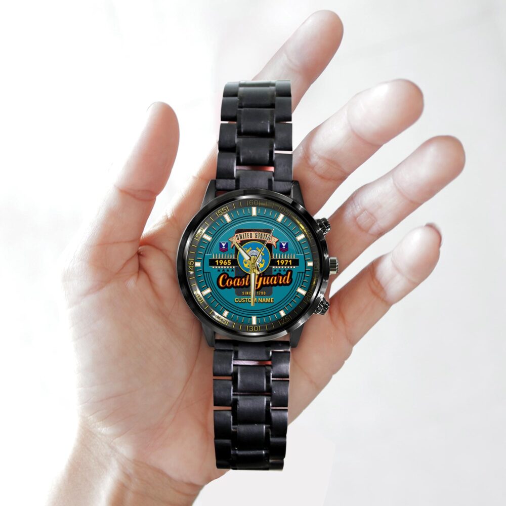 US Coast Guard, E 3 White - Black Stainless Steel Watch - Image 2