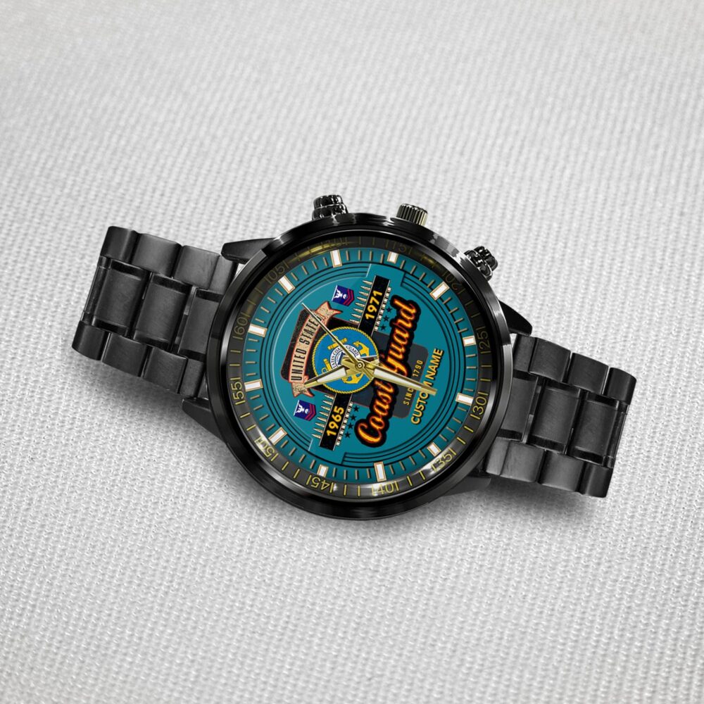 US Coast Guard, E 3 White - Black Stainless Steel Watch - Image 3