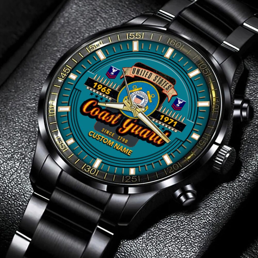 US Coast Guard, E 3 White - Black Stainless Steel Watch - Image 5