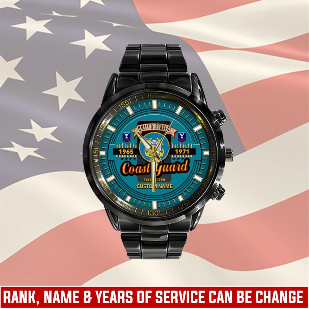 US Coast Guard, E 3 White - Black Stainless Steel Watch
