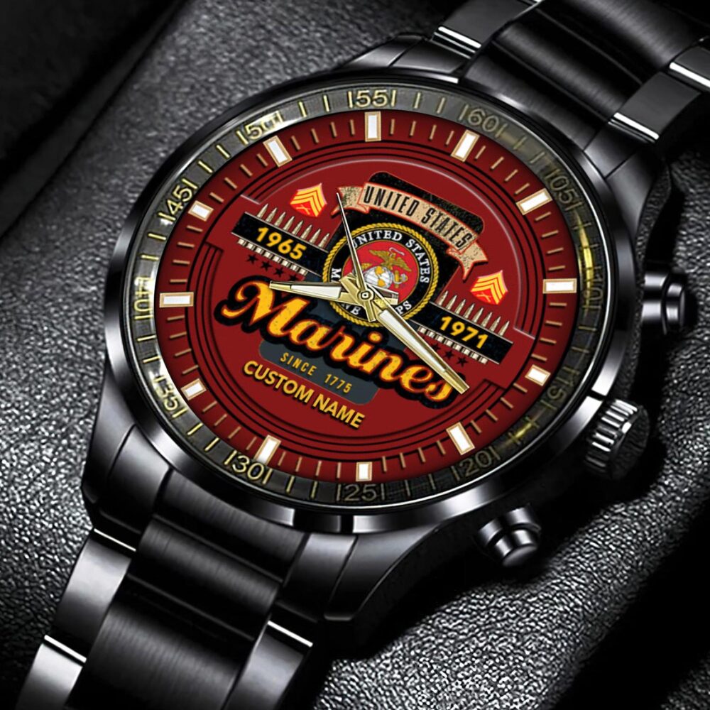US Marine Corps, O 4 Marines Major - Black Stainless Steel Watch - Image 5