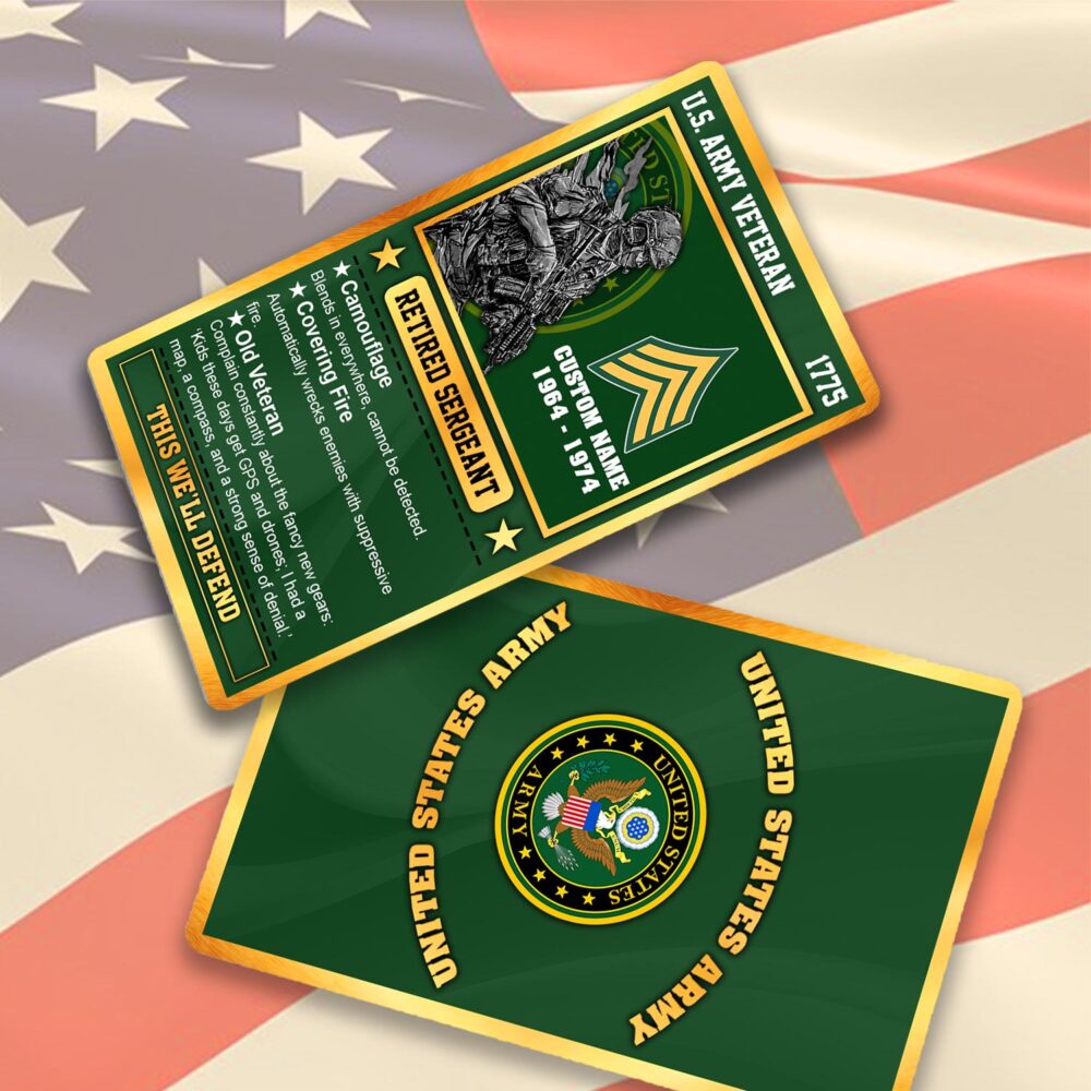 US Army, E 6 Army Staff Sergeant - Printed Metal Card - Image 2