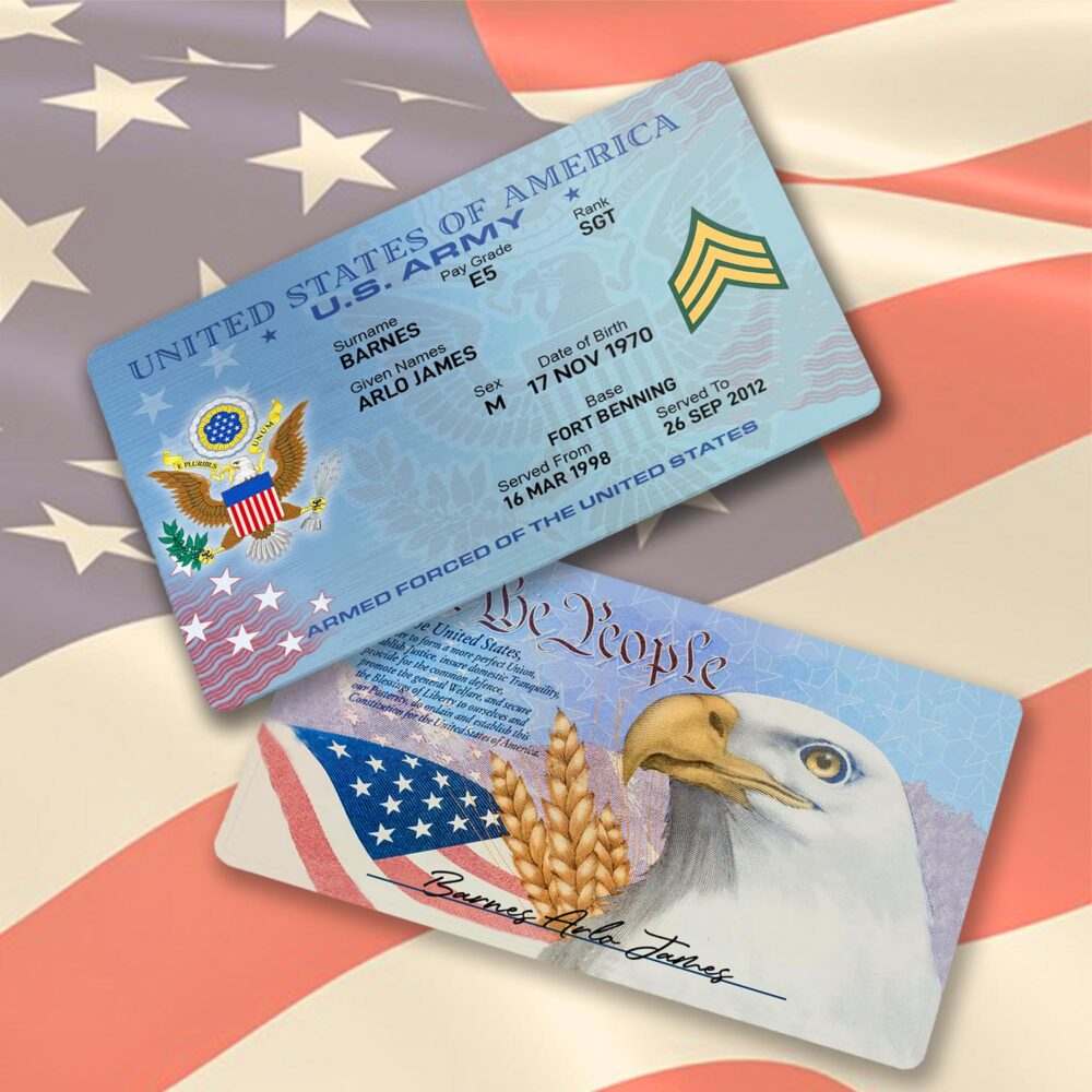 US Army, E 6 Army Specialist - Printed Metal Card - Image 2