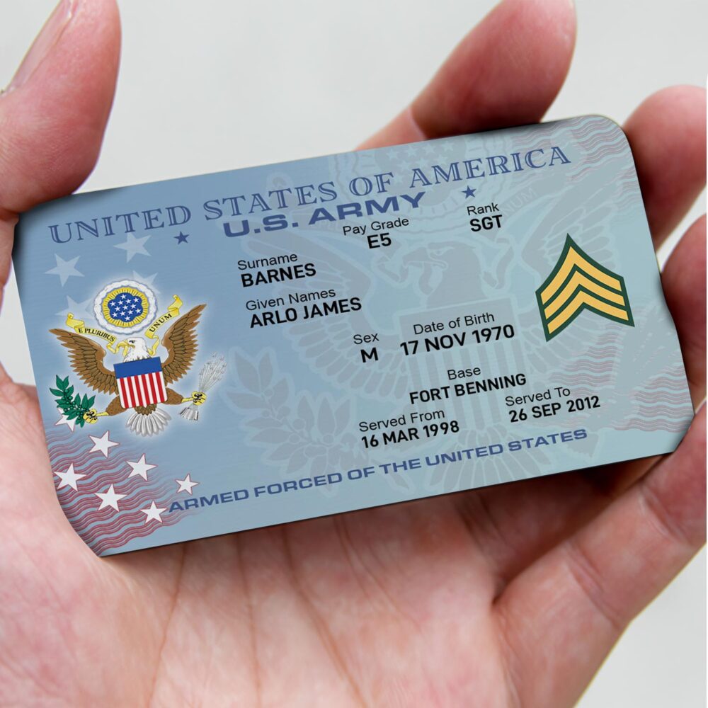 US Army, E 6 Army Specialist - Printed Metal Card - Image 3