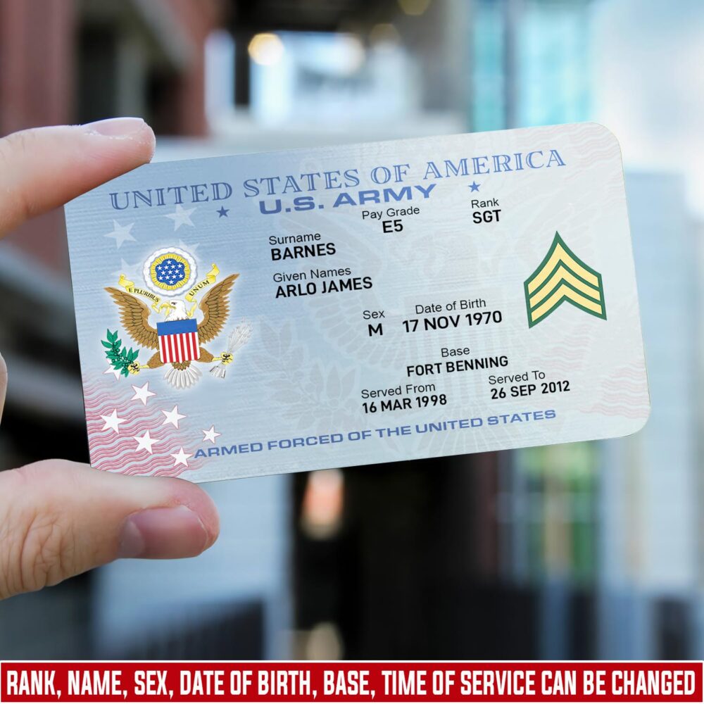 US Army, E 6 Army Specialist - Printed Metal Card