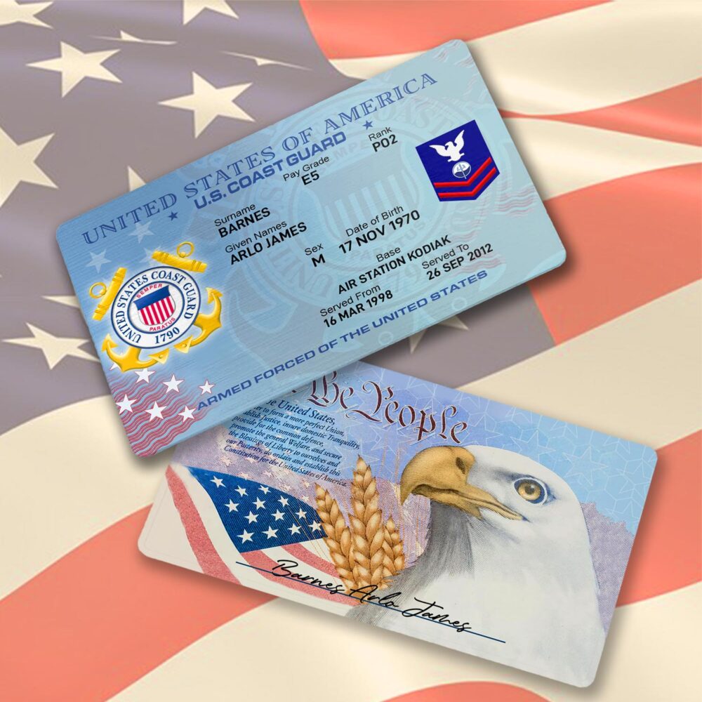 US Coast Guard, E 2 Blue - Printed Metal Card - Image 2