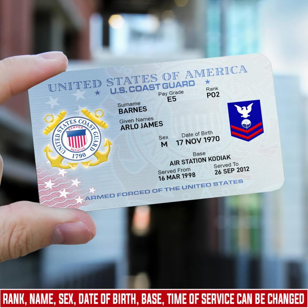 US Coast Guard, E 2 Blue - Printed Metal Card