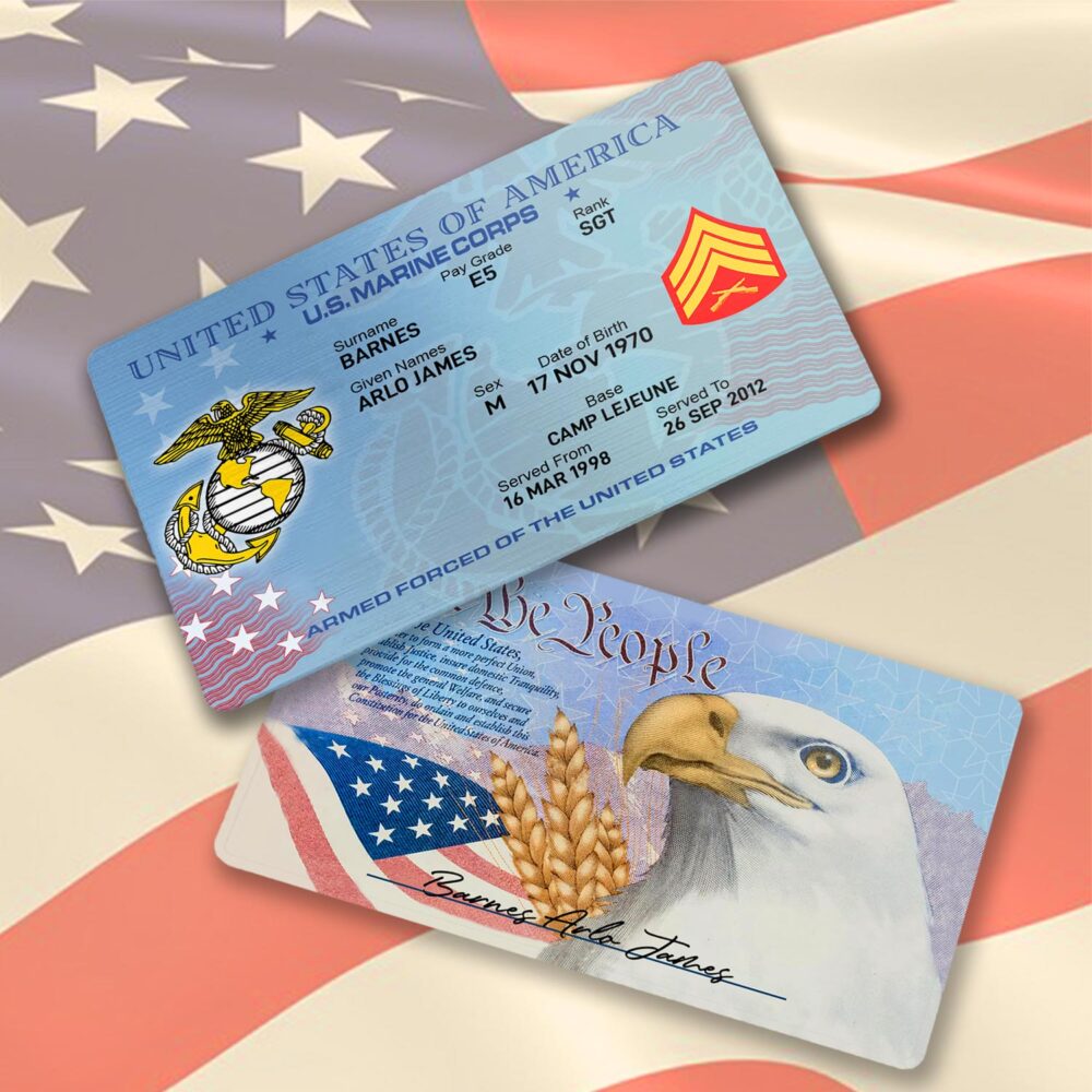 US Marine Corps, O 2 Marines First Lieutenant - Printed Metal Card - Image 2