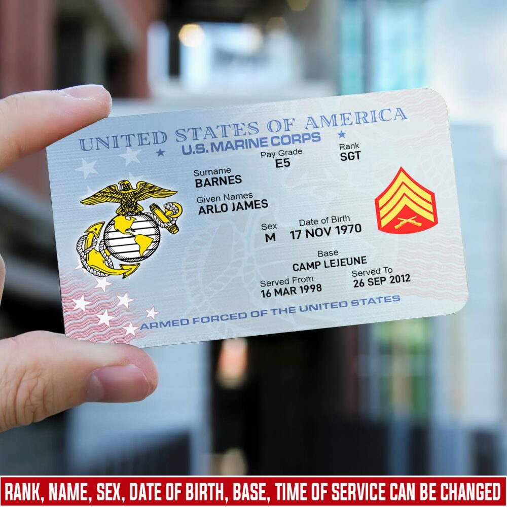 US Marine Corps, O 2 Marines First Lieutenant - Printed Metal Card