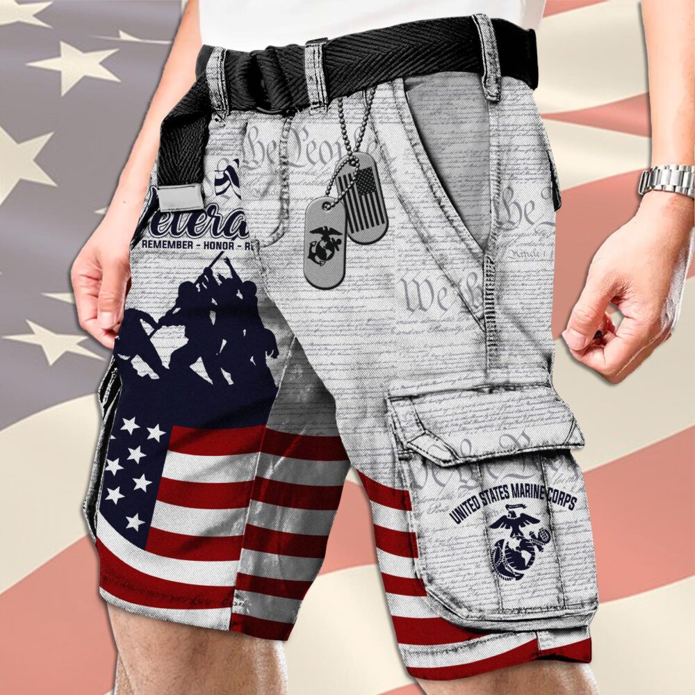 US Marine Corps, Freedom Over Fear - Cargo Shorts (Belt Excluded) - Image 3