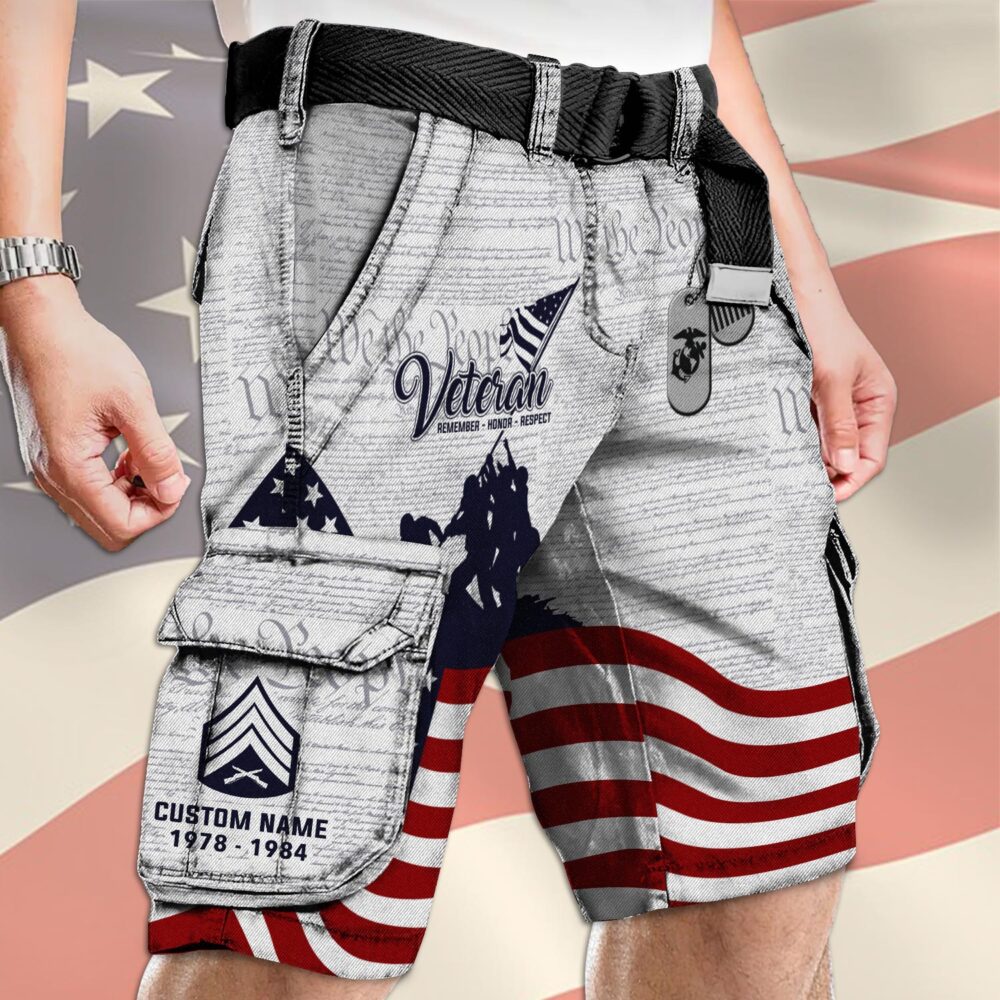 US Marine Corps, Freedom Over Fear - Cargo Shorts (Belt Excluded) - Image 4