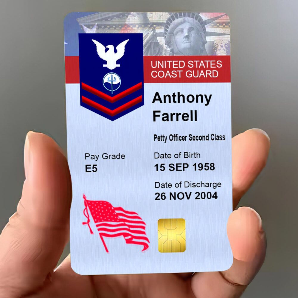 US Coast Guard, E 3 Blue - Printed Metal Card - Image 2