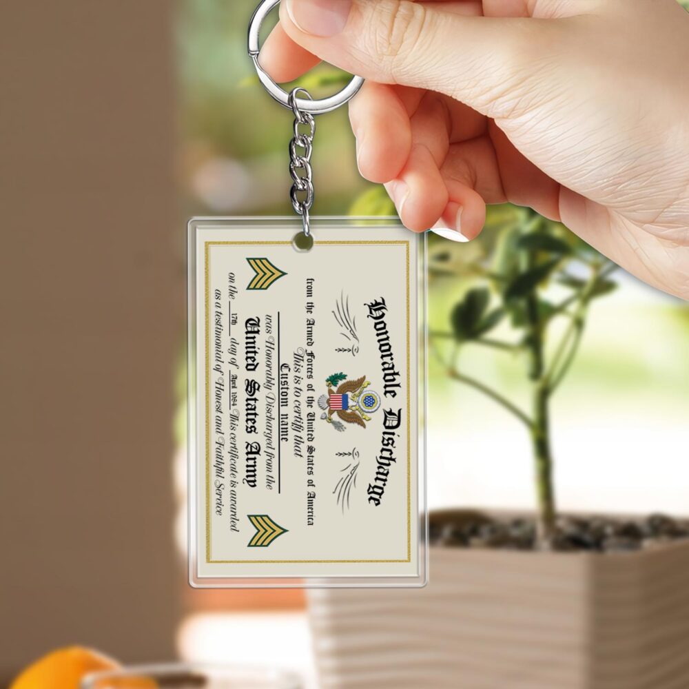 US Army, Honor, Duty, Service - Acrylic Keychain - Image 2