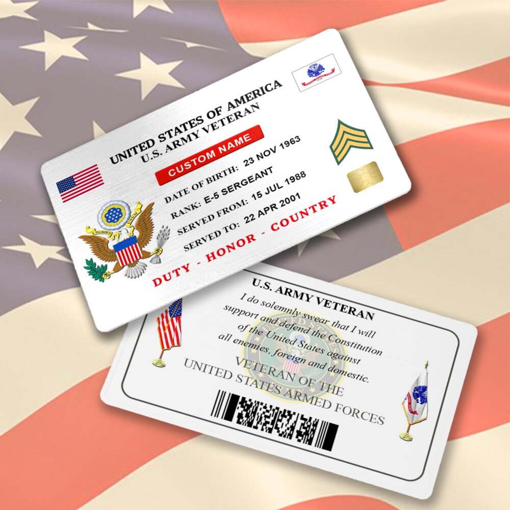 US Army, Proud Veteran - Printed Metal Card - Image 2