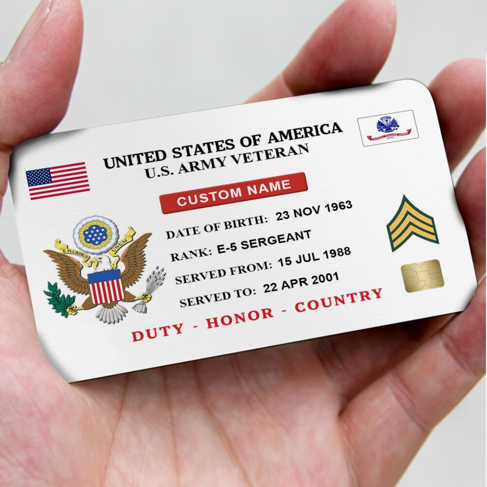 US Army, Proud Veteran - Printed Metal Card - Image 3