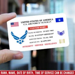 US Air Force , E 7 Air Force Master Sergeant - Printed Metal Card