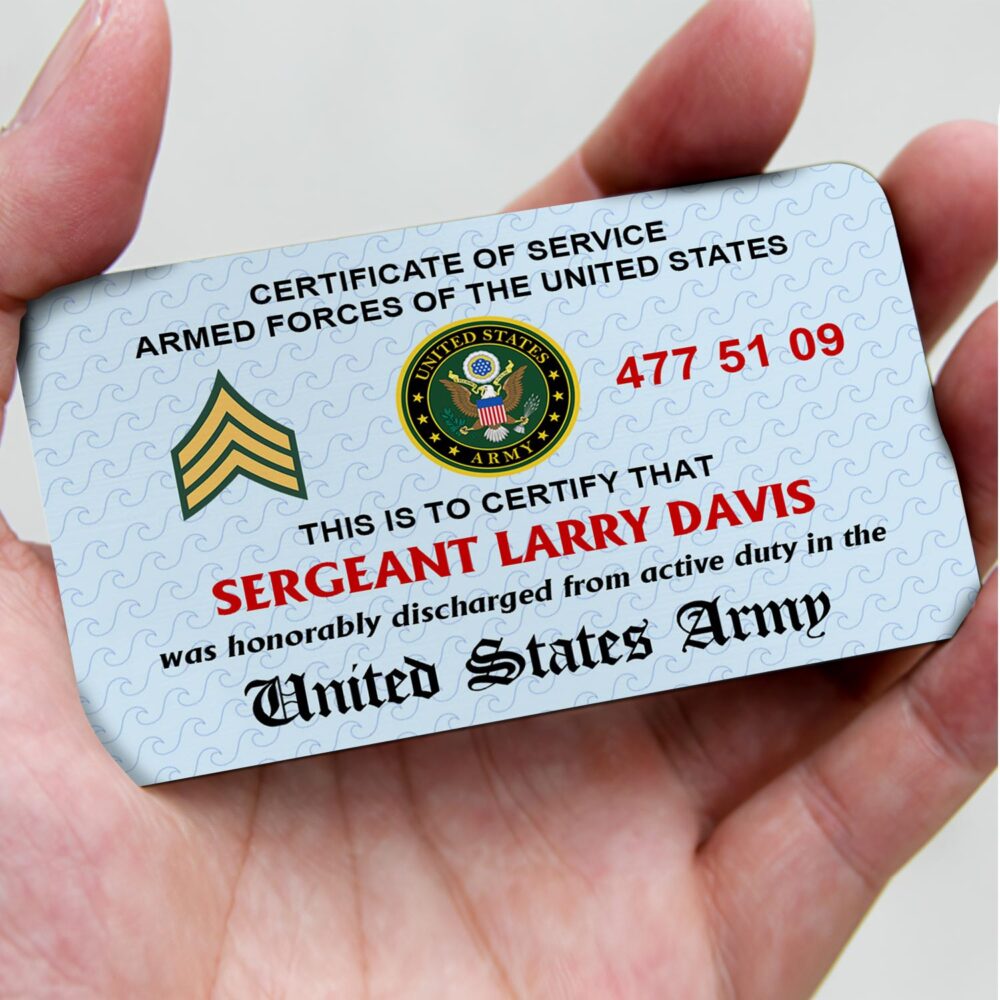 US Army, No One Gets Left Behind - Printed Metal Card - Image 3