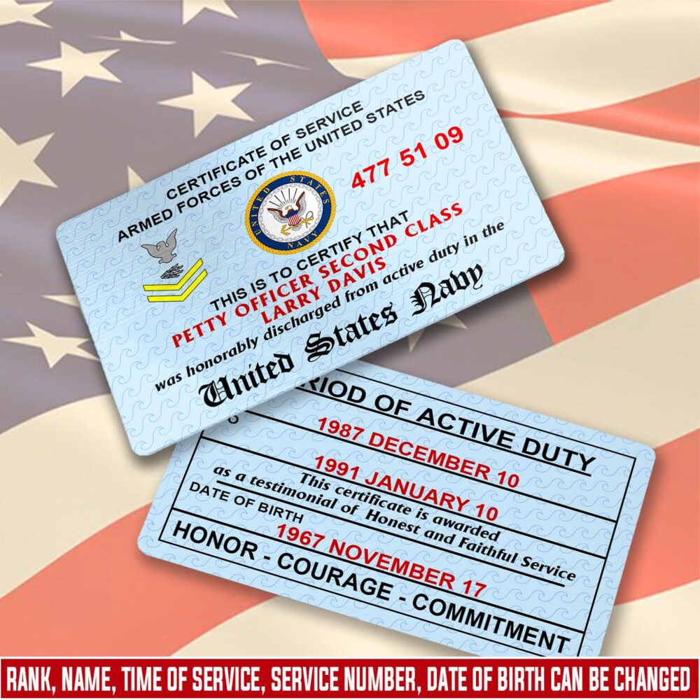 US Navy, Honoring All Who Served - Printed Metal Card