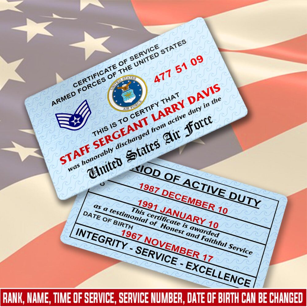 US Air Force , Always Remember, Never Forget - Printed Metal Card