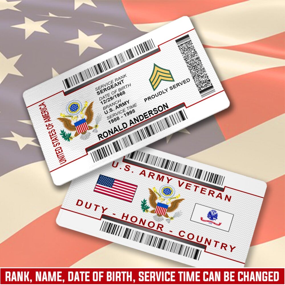 US Army - Printed Metal Card