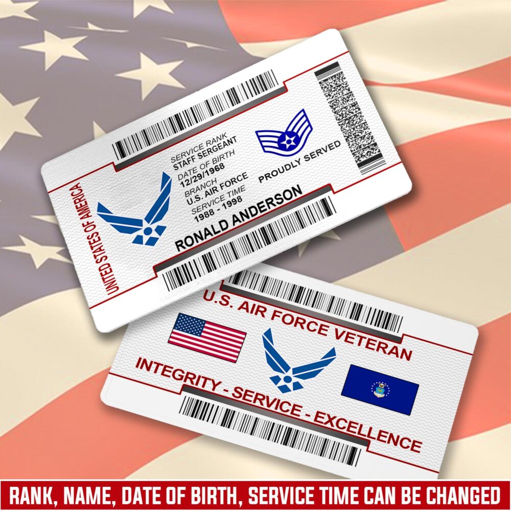 US Air Force , Duty, Honor, Country - Printed Metal Card
