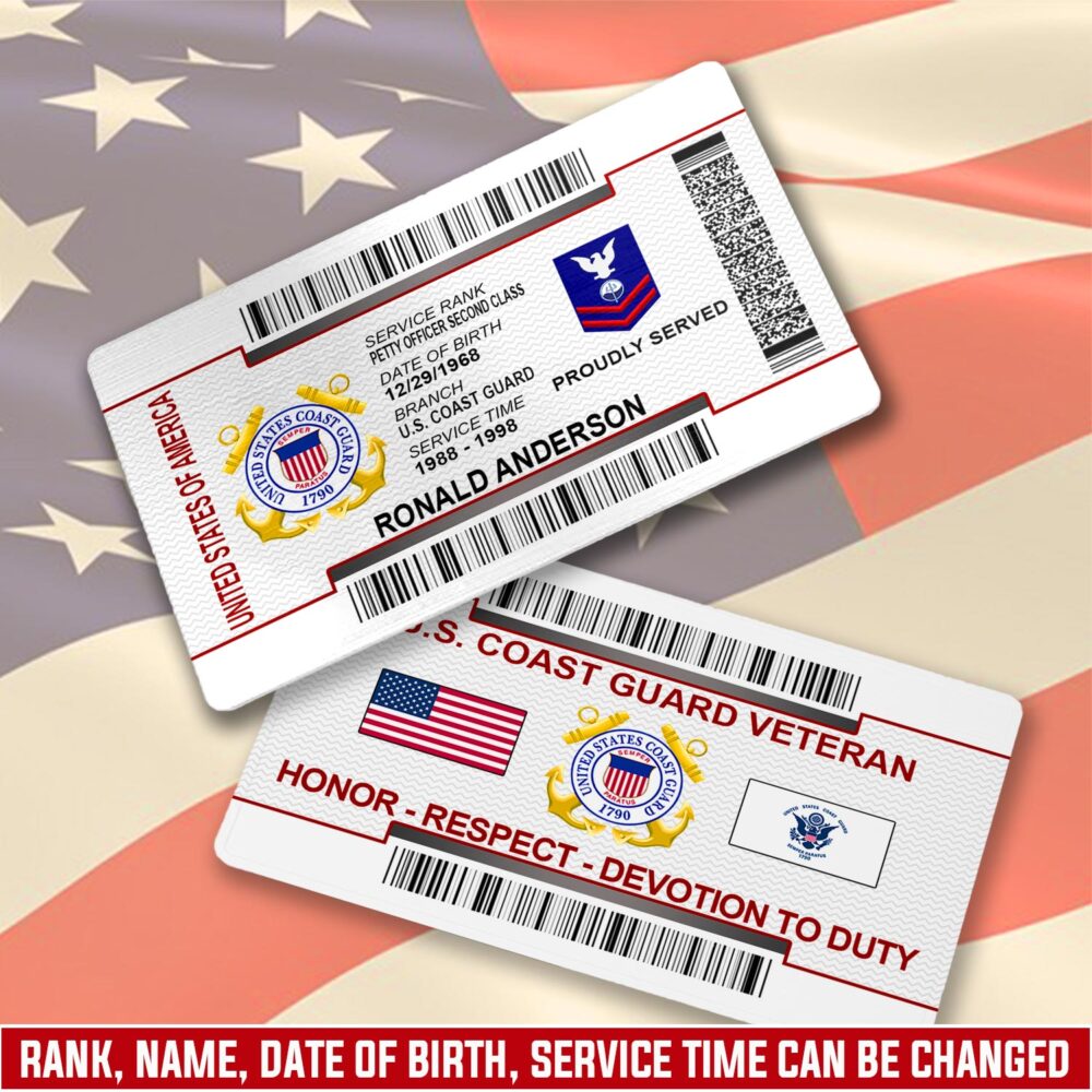 US Coast Guard, Always Remember, Never Forget - Printed Metal Card