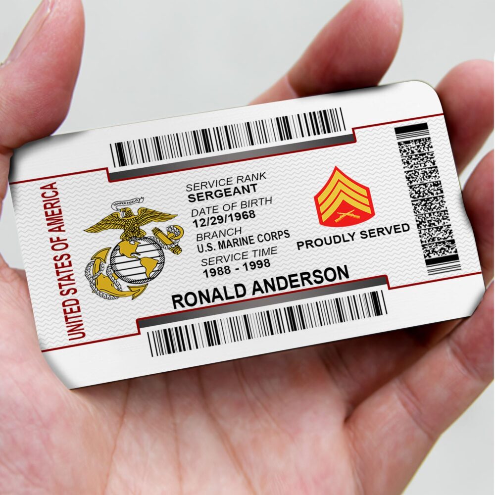 US Marine Corps, E 2 Marines Private First Class - Printed Metal Card - Image 3