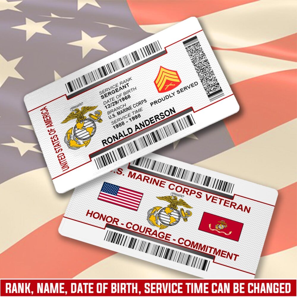 US Marine Corps, E 2 Marines Private First Class - Printed Metal Card