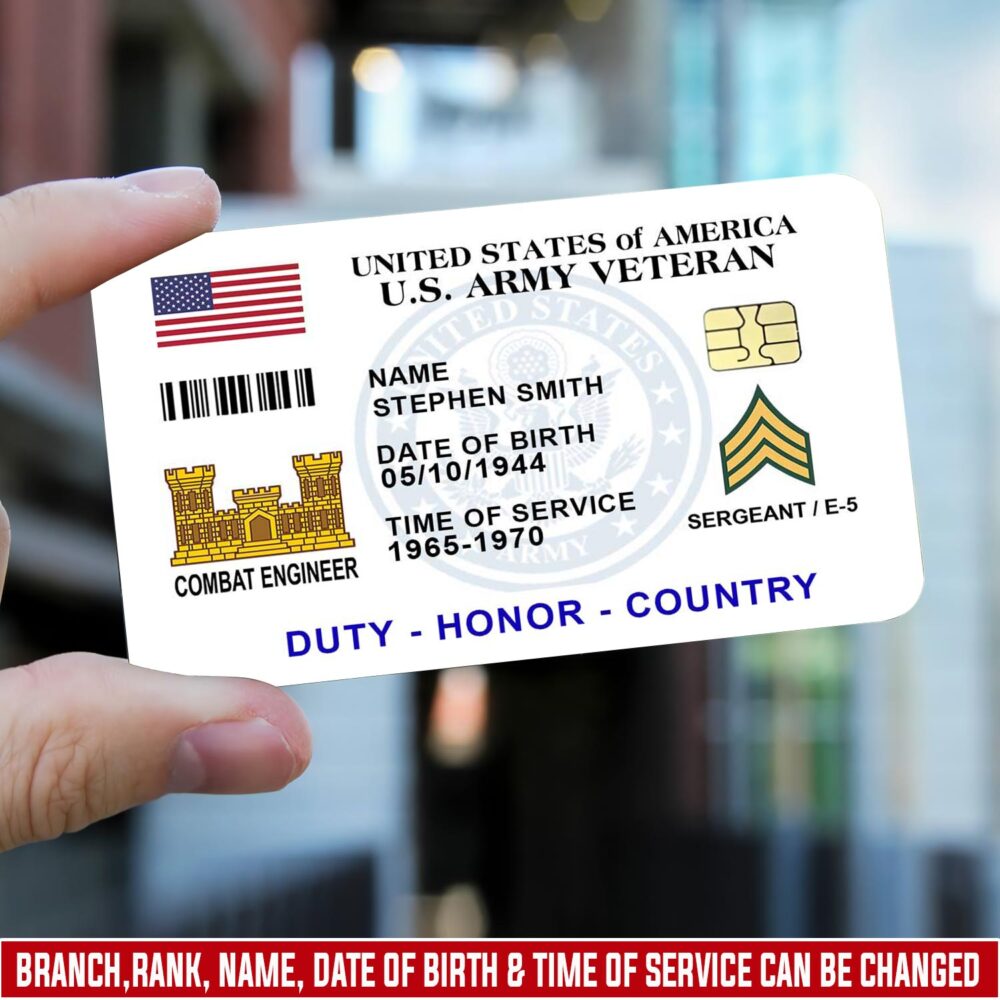 Army Branch, American By Birth, Veteran By Choice - Printed Metal Card