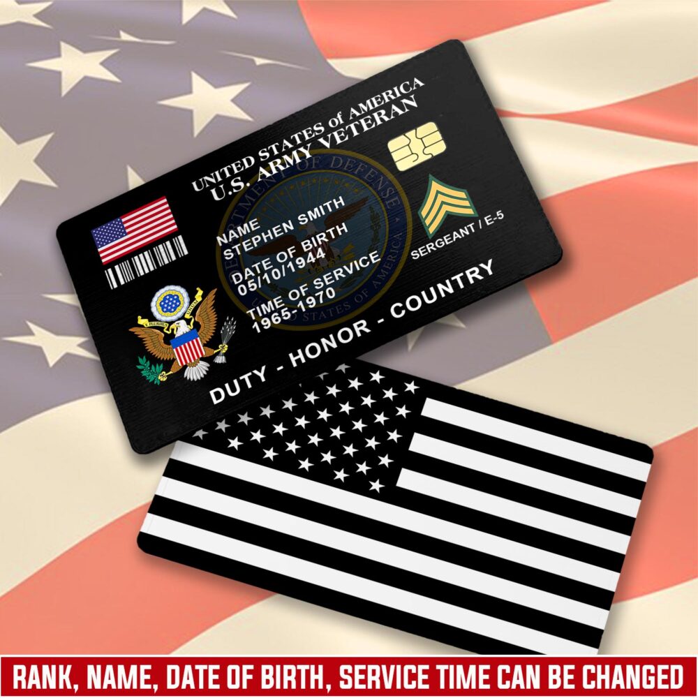 US Army, O 3 Army Captain - Printed Metal Card