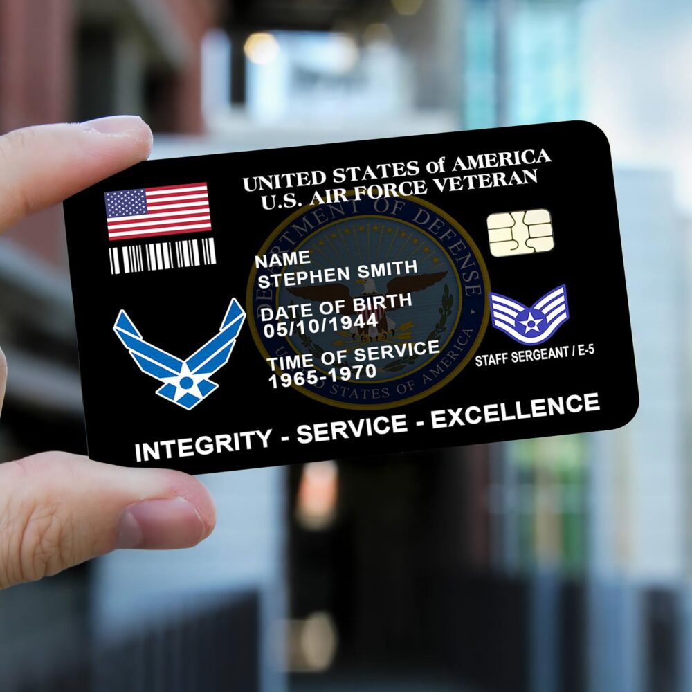 US Air Force , American By Birth, Veteran By Choice - Printed Metal Card - Image 2