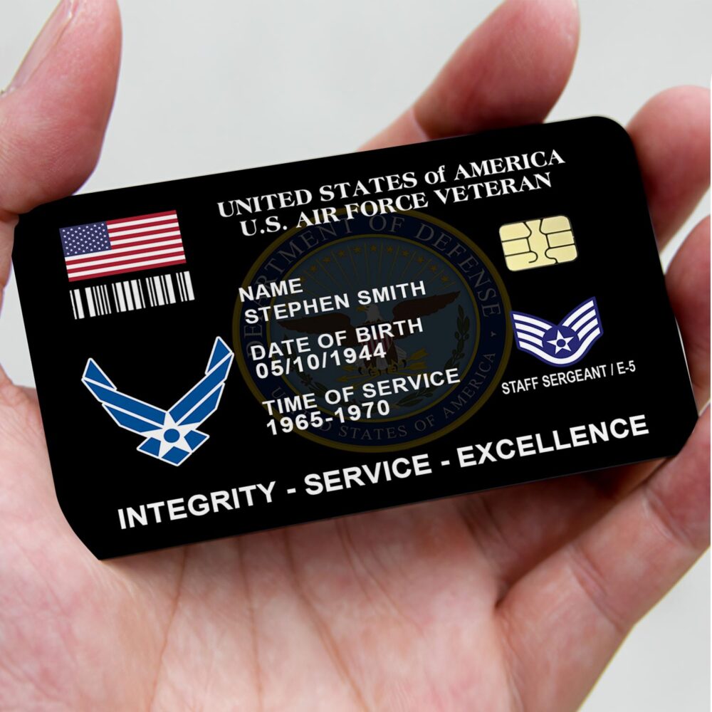 US Air Force , American By Birth, Veteran By Choice - Printed Metal Card - Image 3