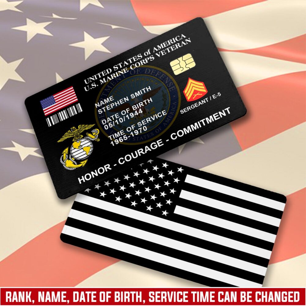 US Marine Corps, E 3 Marines Lance Corporal - Printed Metal Card