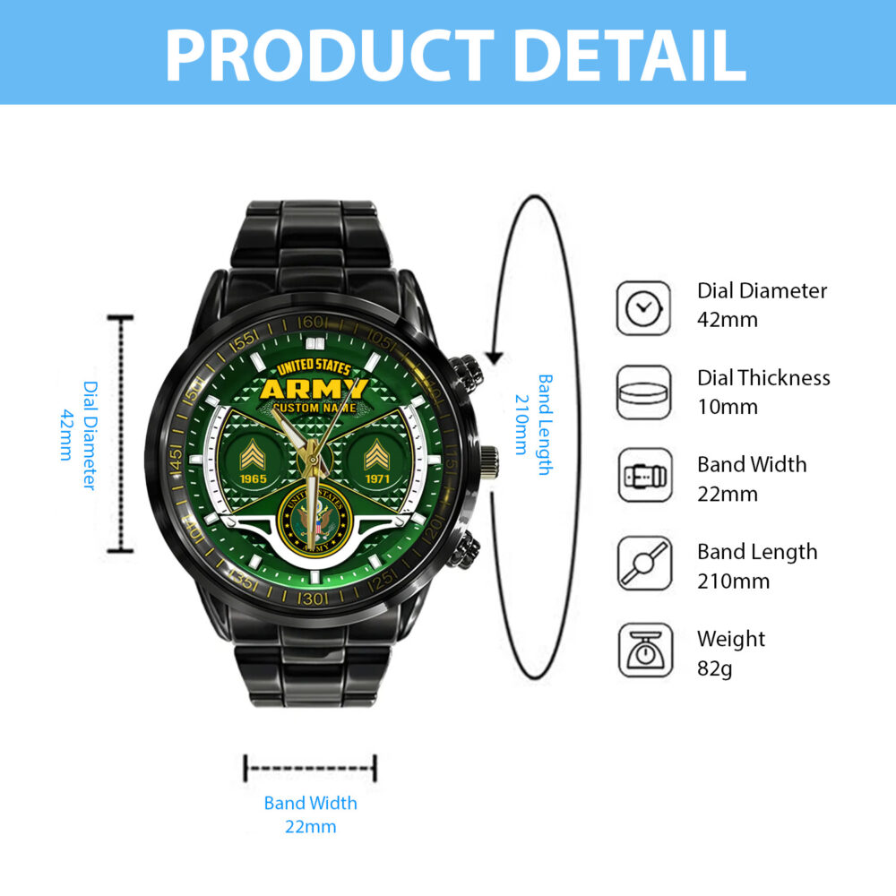 US Army, W 4 Army Chief Warrant Officer 4 - Black Stainless Steel Watch - Image 5