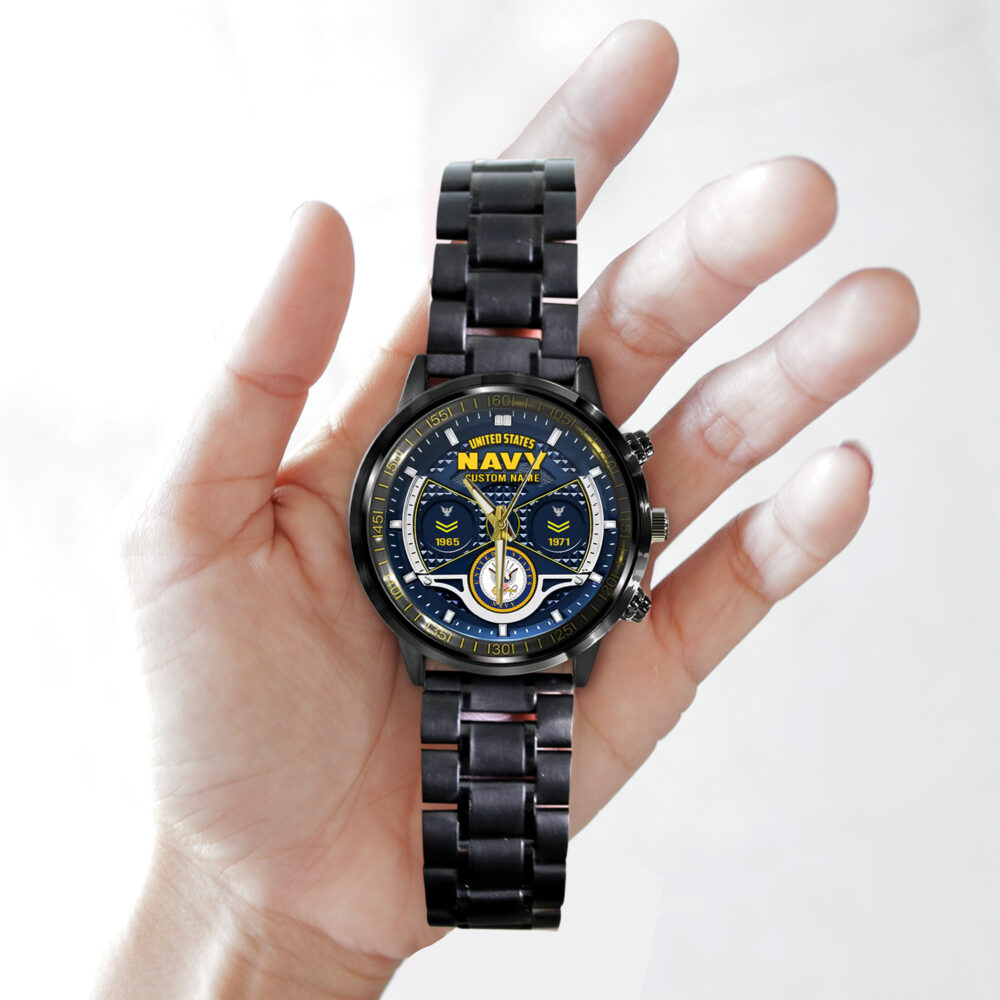 US Navy, E 6 Red - Black Stainless Steel Watch - Image 2