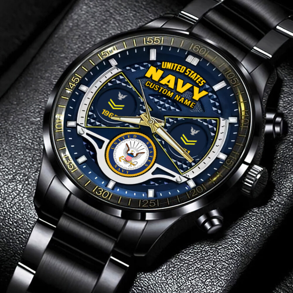 US Navy, E 6 Red - Black Stainless Steel Watch - Image 4
