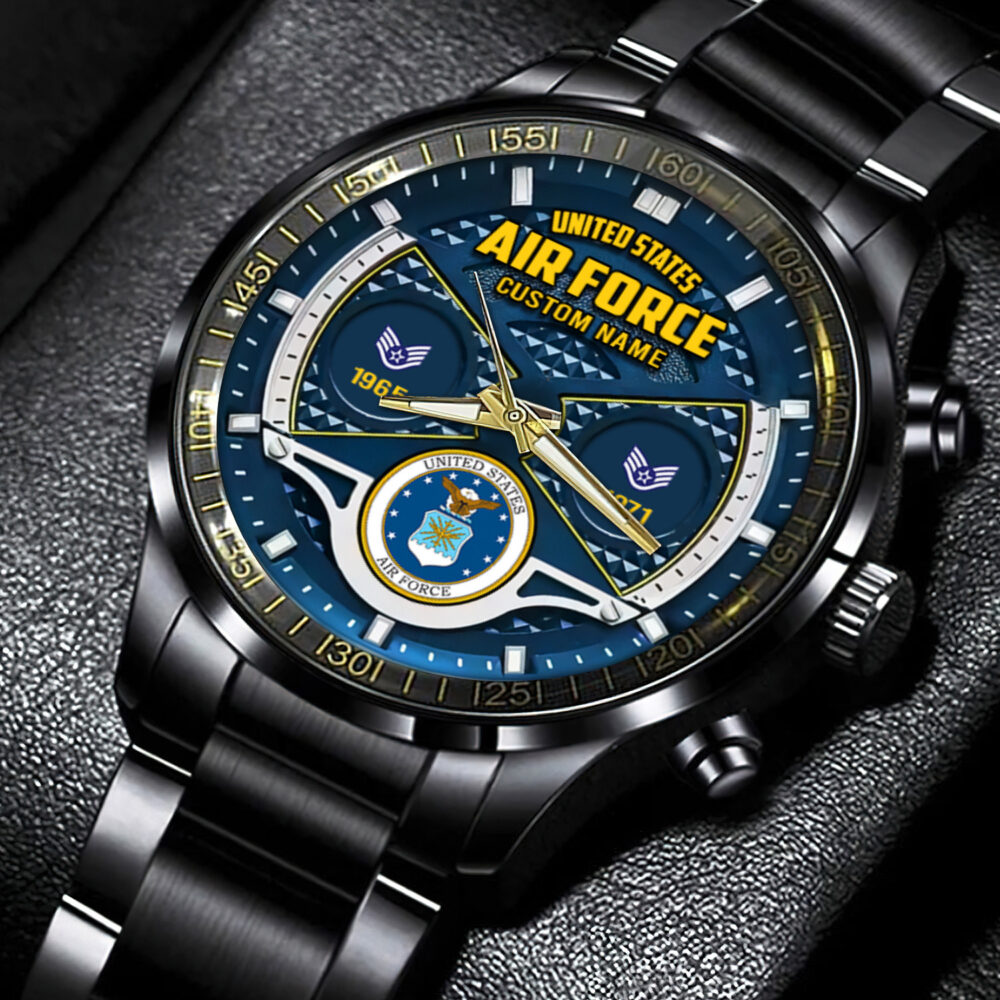 US Air Force, Honoring All Who Served - Black Stainless Steel Watch - Image 4