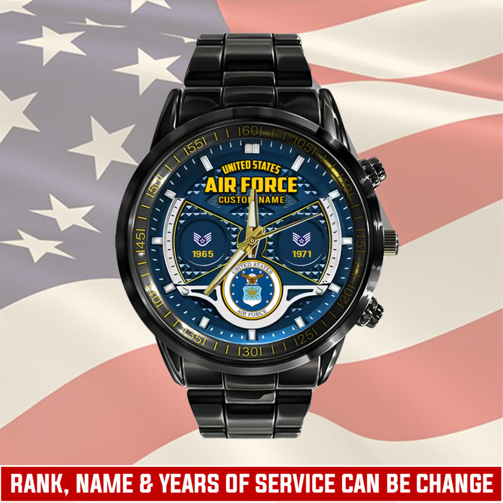 US Air Force, Honoring All Who Served - Black Stainless Steel Watch