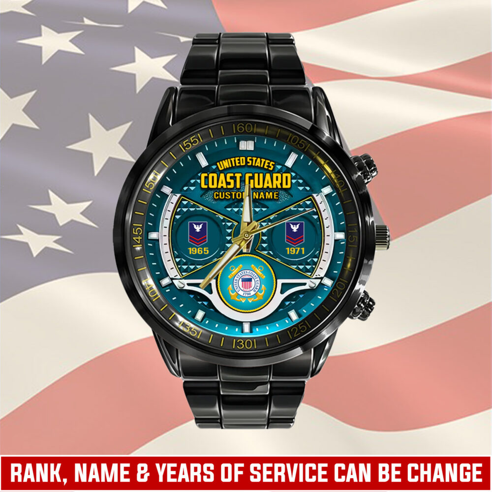 US Coast Guard, No One Gets Left Behind - Black Stainless Steel Watch
