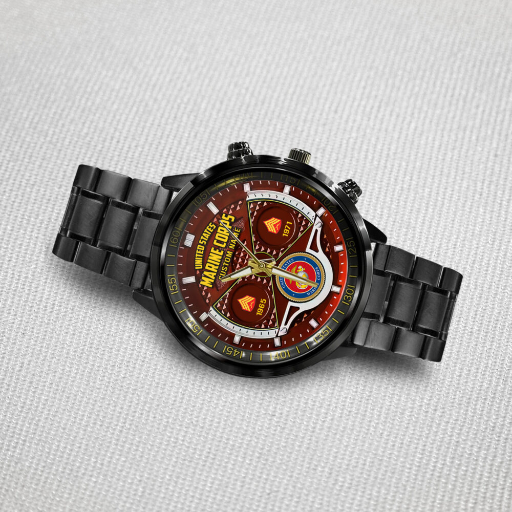 US Marine Corps, Proud To Have Served - Black Stainless Steel Watch - Image 3