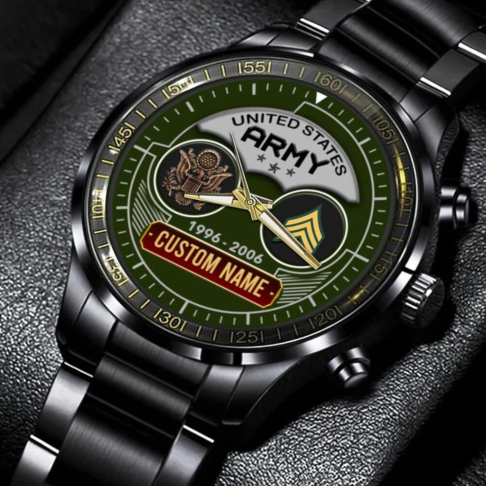 US Army, O 4 Army Major - Black Stainless Steel Watch - Image 2