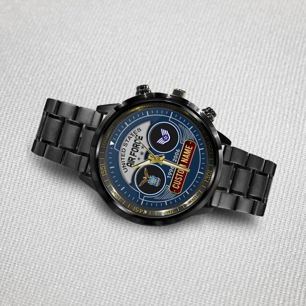 US Air Force, American By Birth, Veteran By Choice - Black Stainless Steel Watch - Image 4